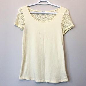 NWOT Mellow Yellow Lace Tee